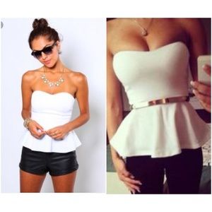 NWT Cream Peplum Tube Top