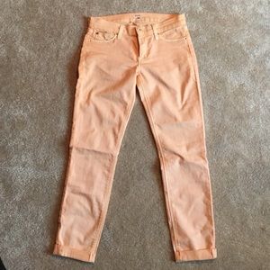 Hudson Harkin Crop Super Skinny Cuff Peach Jeans