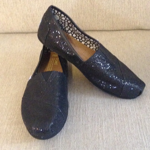 TOMS Black Shimmer Flats