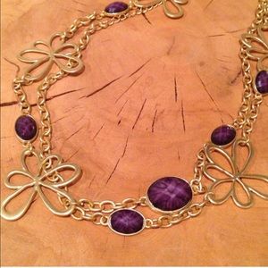 Jewelry - "New" Very Pretty Goldtone Purple Necklace Jewelry - "New" Very Pretty Goldtone Purple Necklace