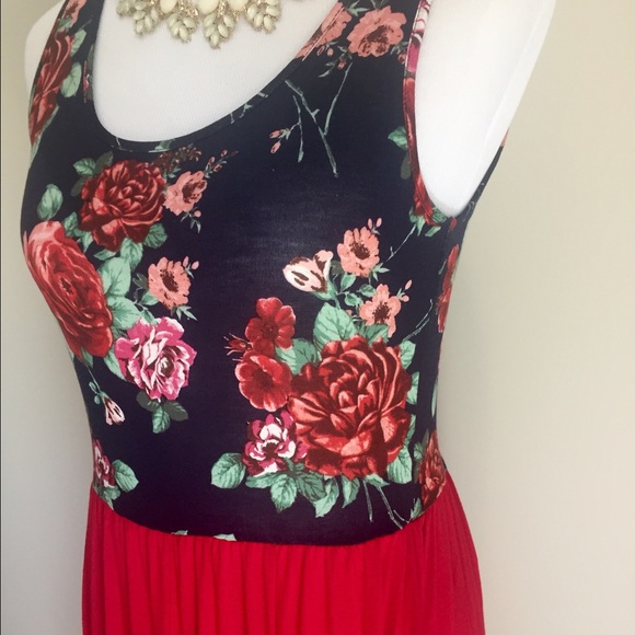 💥1 LARGE LEFT!!! Navy/Red Maxi Dress - Picture 3 of 4