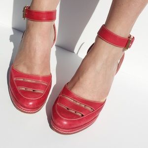 Sergio Rossi red wedge heels