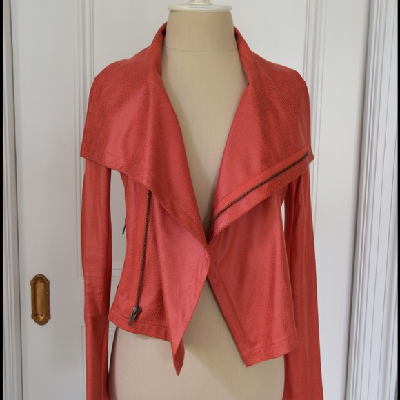 Georgie Jackets & Blazers - Coral Colored Moto Jacket