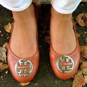 Tory Burch Orange Reva Minnie Flats
