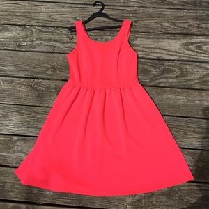 Neon pink scuba knit dress