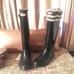 Original Tall Gloss Hunter Boots w/ lining sock