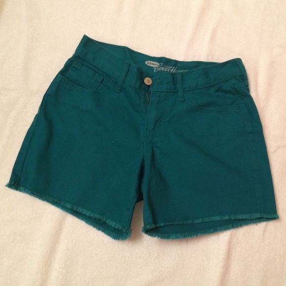 Teal denim shorts