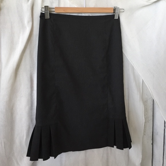 Bebe Charcoal Grey Pinstripe Pencil Skirt