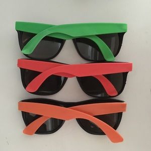3 pairs of neon sunglasses