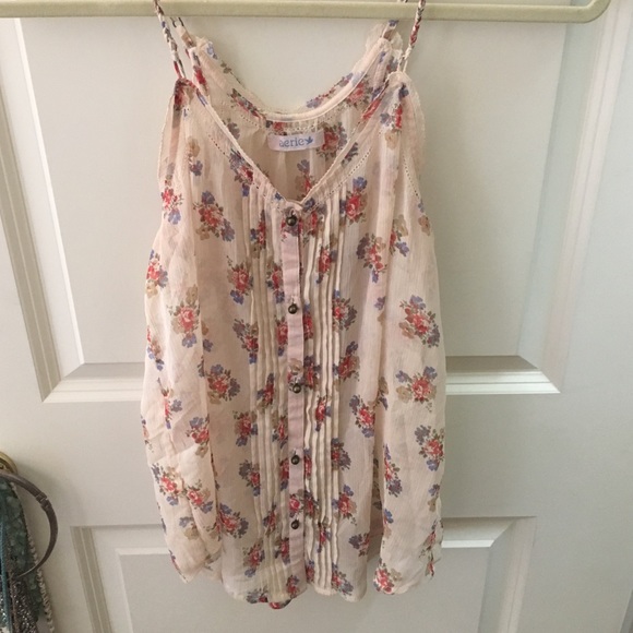 medium floral button down tank
