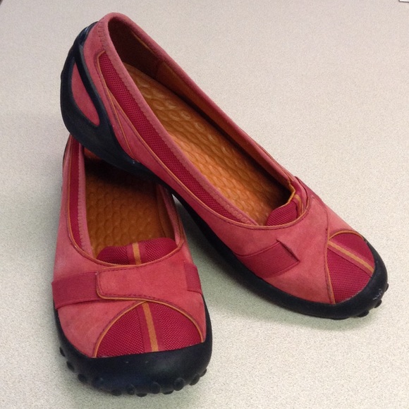 Red Privo shoes, made by Clark