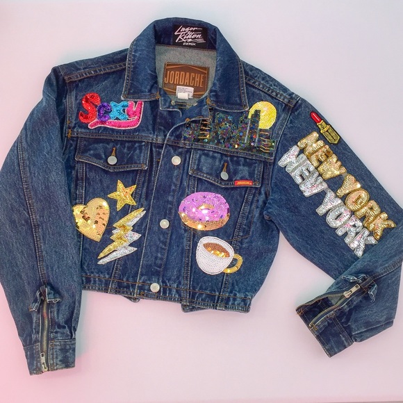 Vintage bedazzled Jordache 90's patch jacket