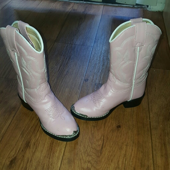 Pink and white kids cowboy boots