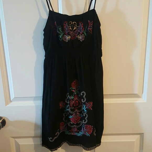 Black embroidered dress