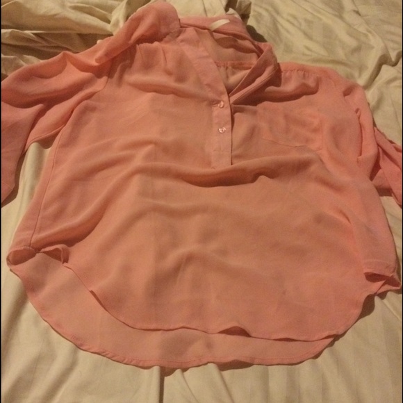 Light pink half button up top blouse - Picture 3 of 3