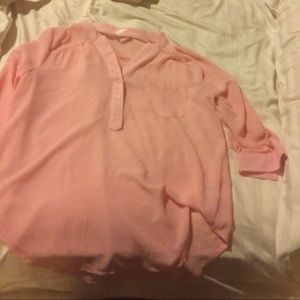 Light pink half button up top blouse