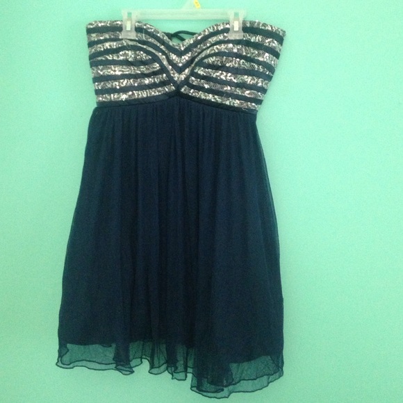 Dark blue and silver formal dress