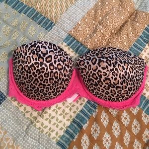 PINK push up lace strapless bra