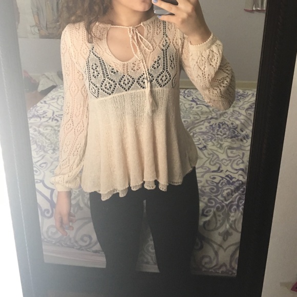 NWOT Free People Lace & Woven Sweater