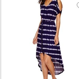 Tie-Dyed Cold-Shoulder Hi Lo Maxi Dress