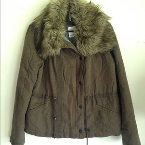 Free People SECURE THE PERIMETER army jacketw/fur