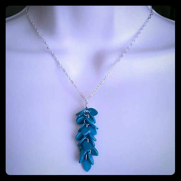 Blue charm silver tone necklace New