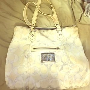Coach white tote