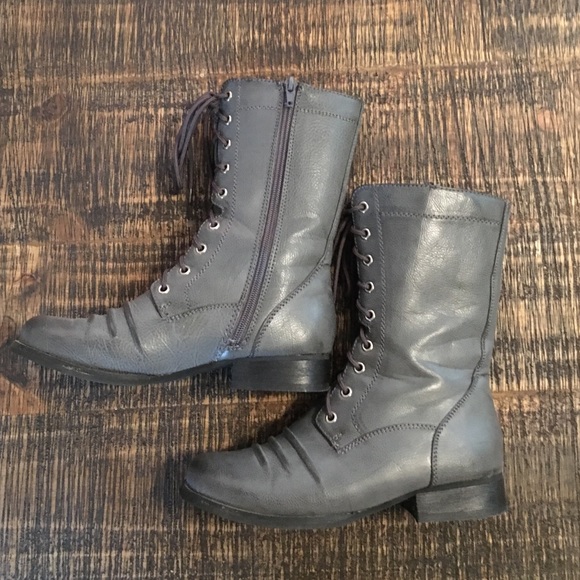 Gray combat boots