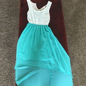 White floral, Mint Dress