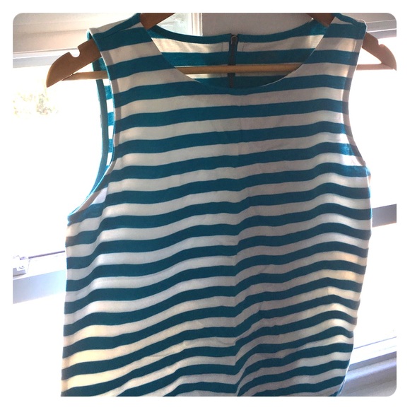 Blue and white striped tank top