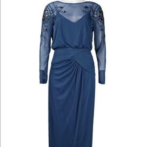 Adrianna Papell Floor Length Blue Dress