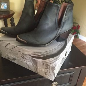 Jeffrey Campbell split booties black leather