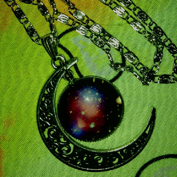 Stellar Looking Galaxy Cabochon Necklace - Picture 2 of 2