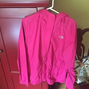 Pink north face rain jacket