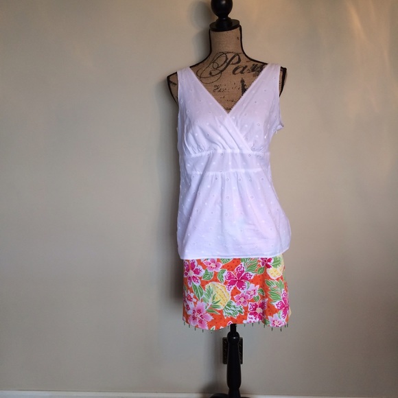 LOFT embroidery side zip delicate cotton top