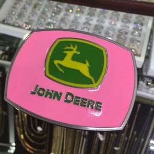 Pink John Deer Belt Buckle