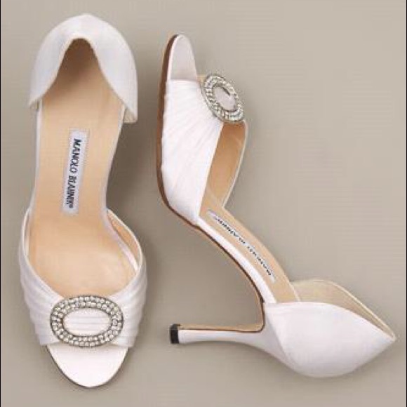 Manolo Blahnik Satin D'Orsay Cream Heel