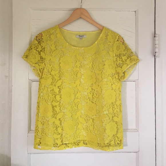 Madewell Yellow Lace Blouse