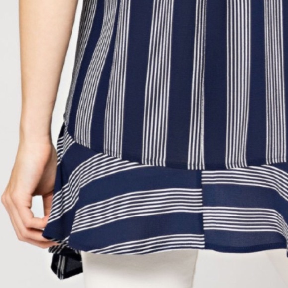 Striped Peplum Sharkbite Asymmetrical Tank Blouse - Picture 3 of 3