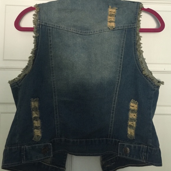 Distressed & baubled jean vest - Picture 3 of 3