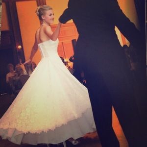 David's bridal strapless wedding dress