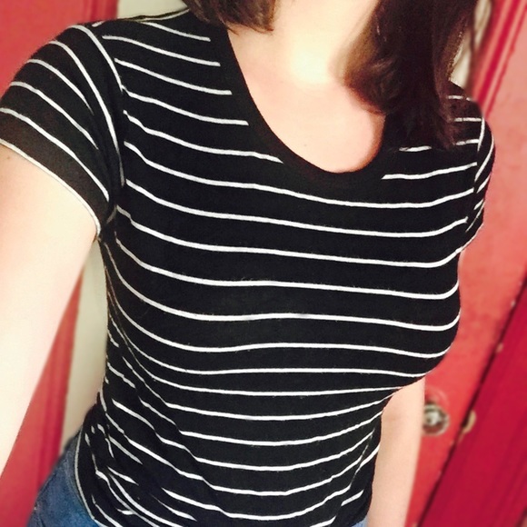 Brandy Melville Black & White Striped Tee