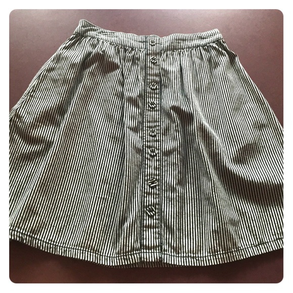 Blue and white striped mini skirt