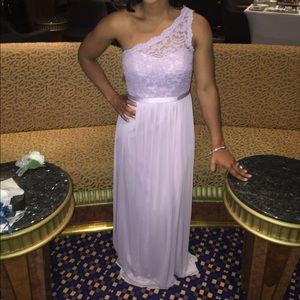 Lavender David's Bridal bridesmaid dress