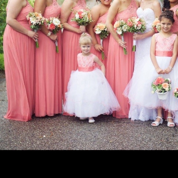 Long lace bridesmaids dress