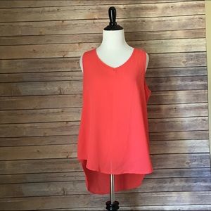 Sleeveless coral blouse