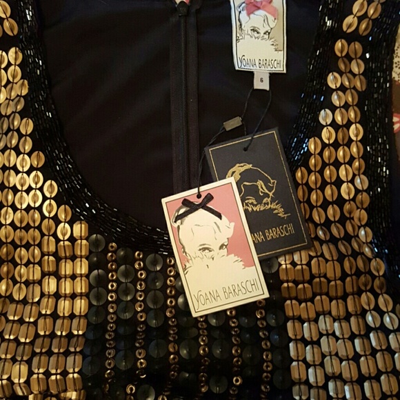 Yoana Baraschi Gold Black Sequin NWT Dress FINAL $ - Picture 3 of 4