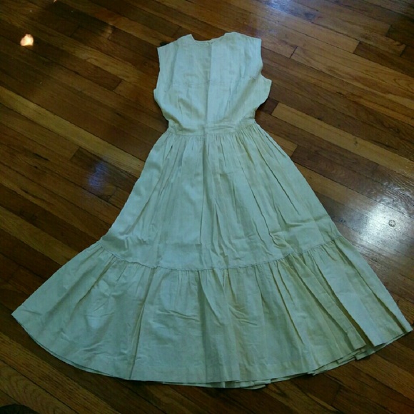 Pale yellow vintage dress 50s buttons ruffle