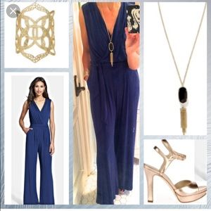 Vince Camuto wide leg navy jumpsuit