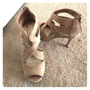 Nude suede heels